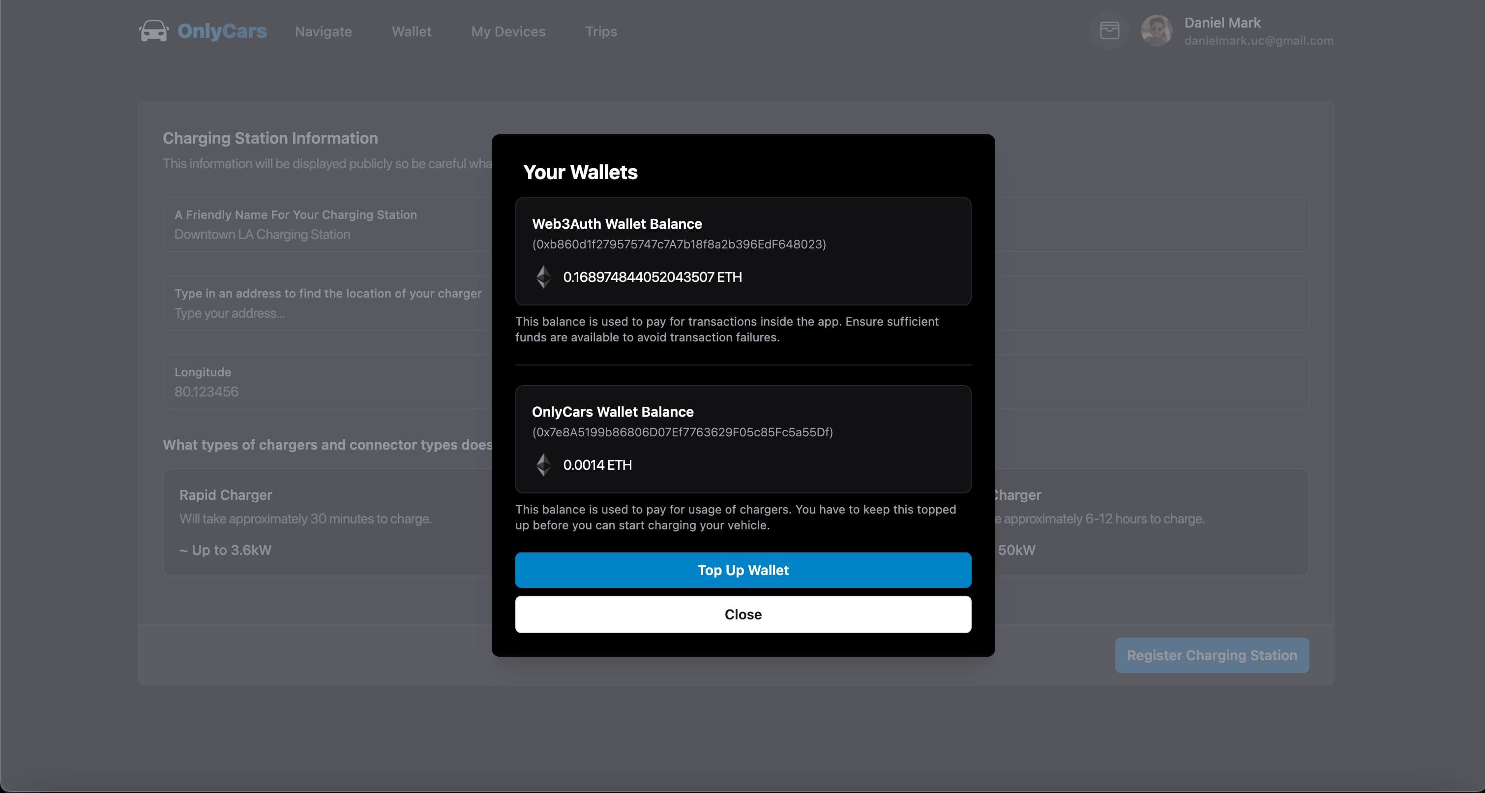Wallet Management Interface
